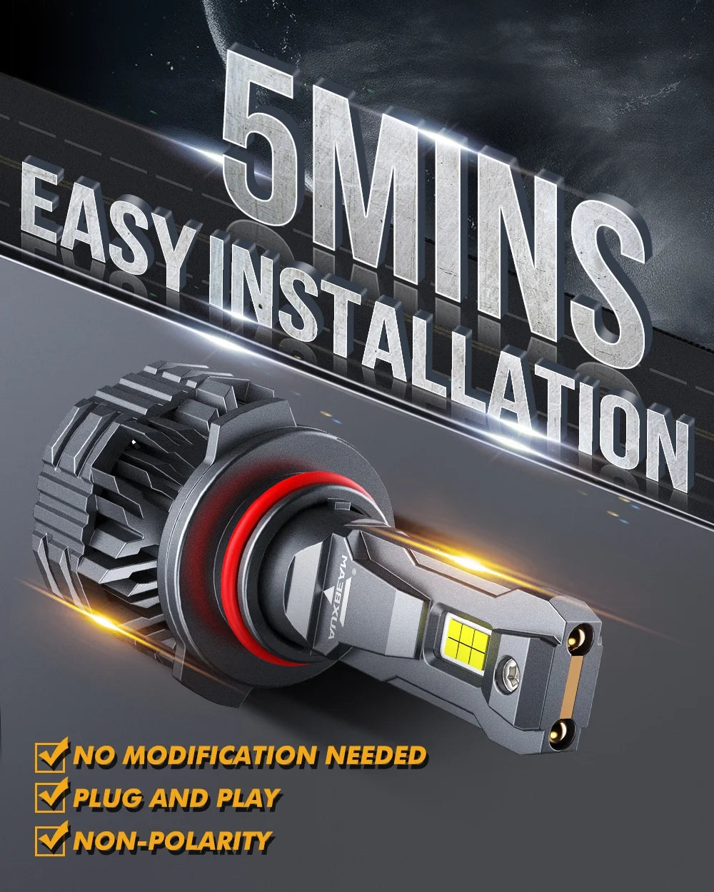 9005 HB3 LED Headlight Bulbs 6500K Cool White 2 Bulbs Y250746