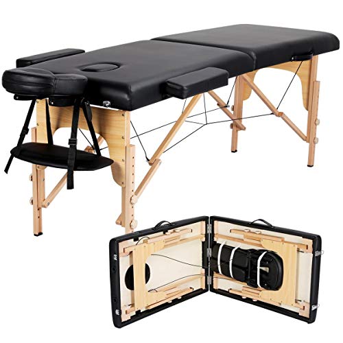 Portable Foldable Adjustable Massage Table 24 inch Black V268257