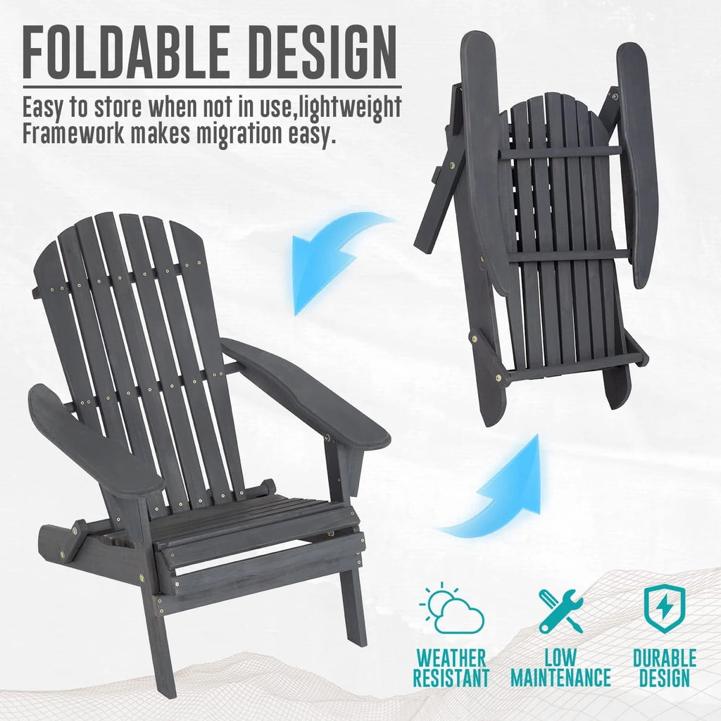 Folding Adirondack Chair Set of 2 Grey X127644