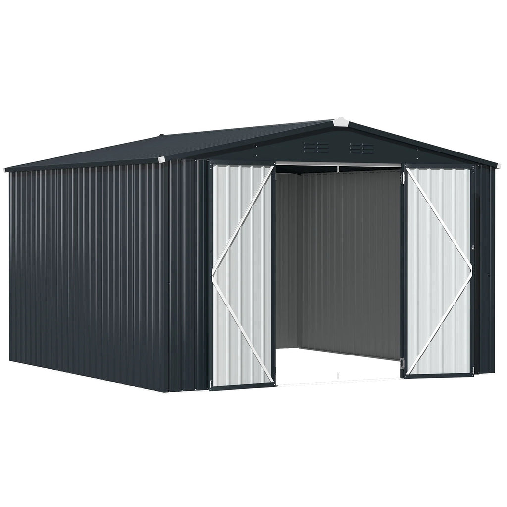 10' x 12' Gray Metal Storage Shed T90809