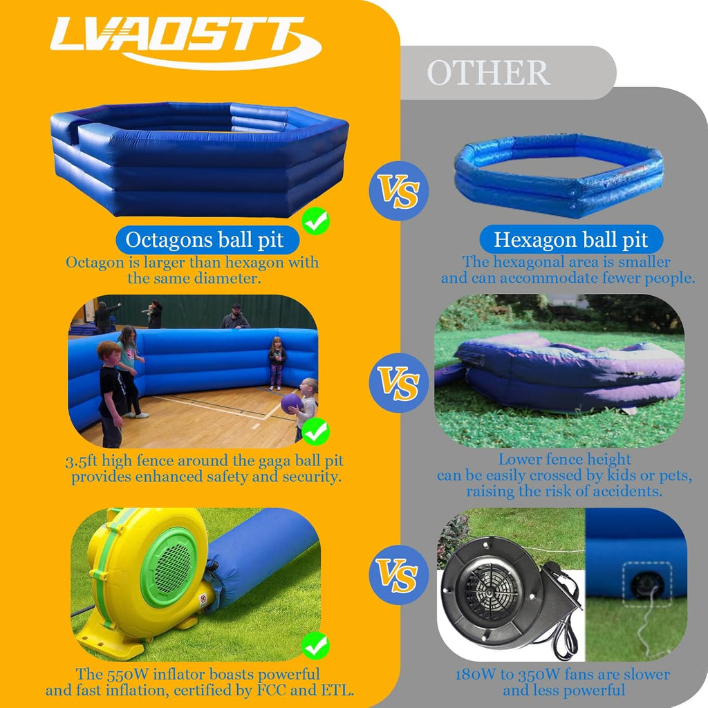 15FT Inflatable Gaga Ball Pit with Electric Blower C9442
