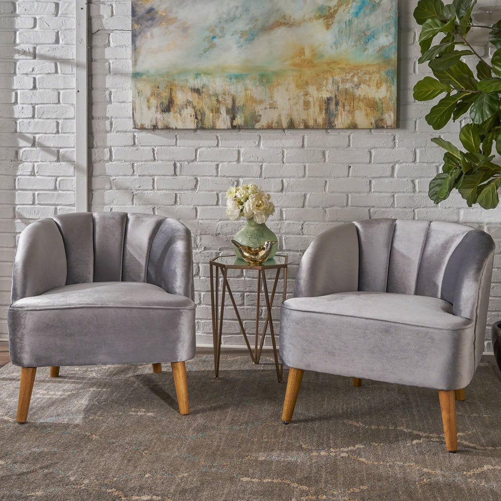 Modern Velvet Club Chairs, Set of 2, Cobalt Blue U144