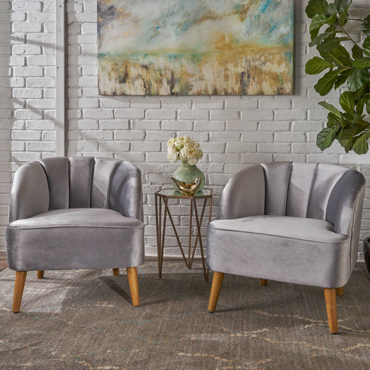 Modern Velvet Club Chairs, Set of 2, Cobalt Blue U144