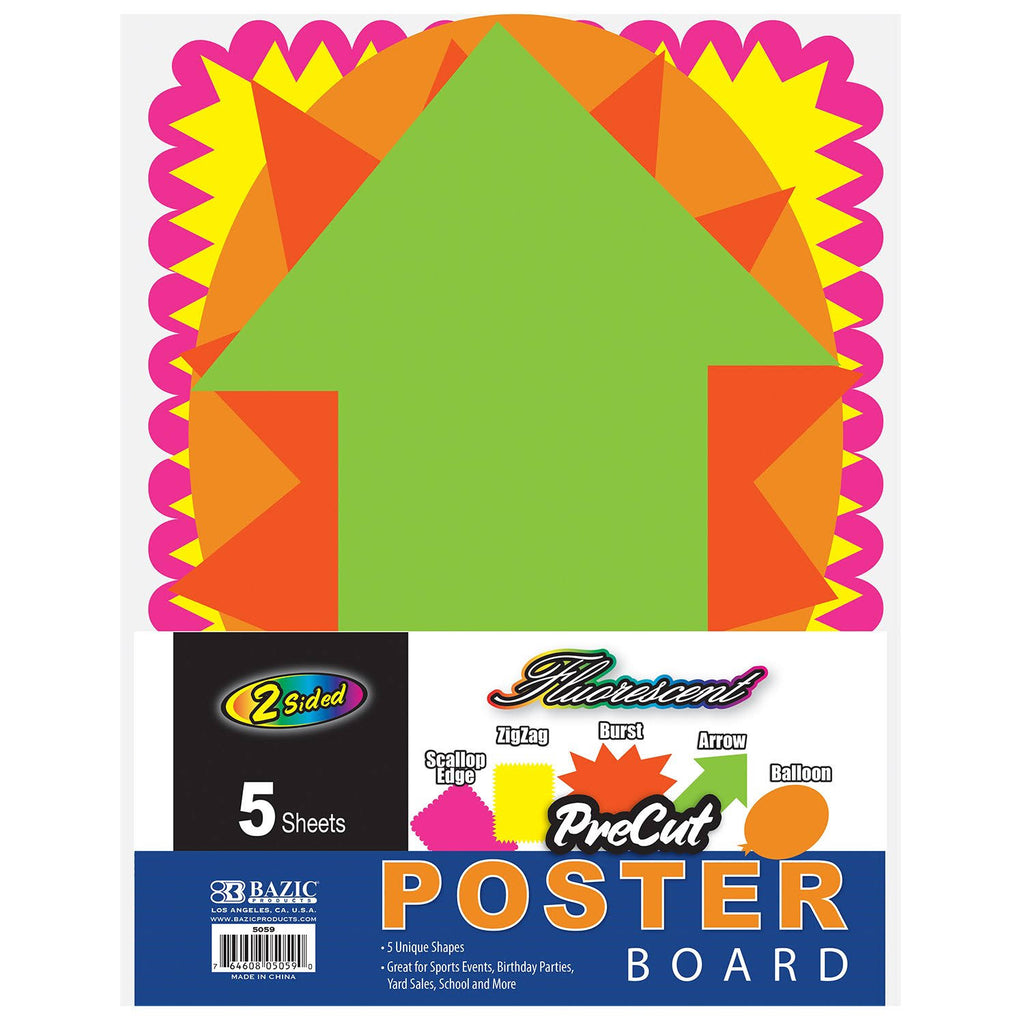 Fluorescent Pre-Cut Poster Board Shapes 5/pack K207