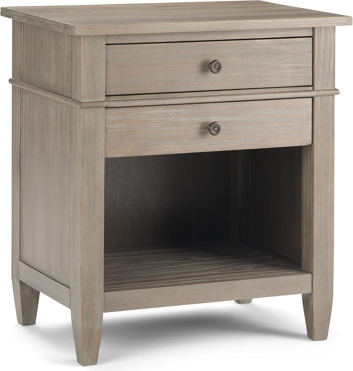 White Solid Wood 2 Drawer Night Stand with Shelf A7315