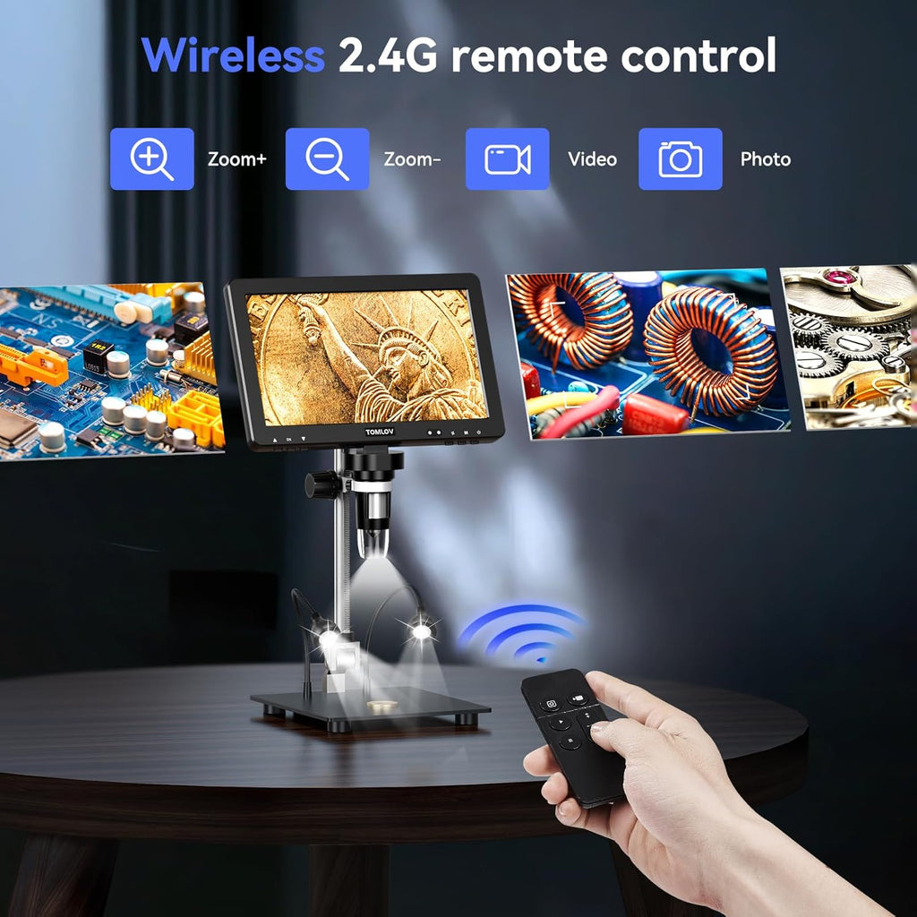 10.1" HD IPS HDMI Digital Microscope 1500X 20MP Coin Microscope with Screen F46867