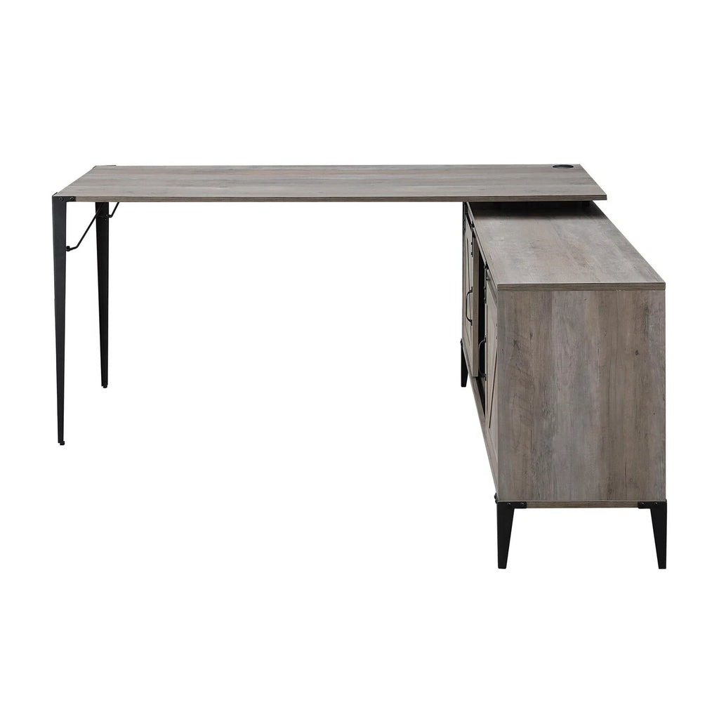 L Shape Writing Desk with 6 Open Compartments, Gray J67358
