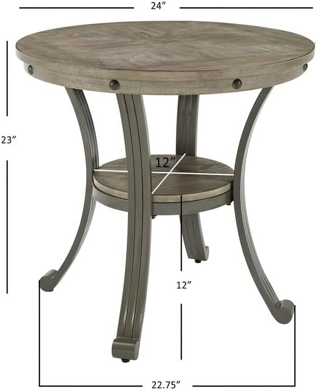 Metal and Wood Round Accent Table A2960