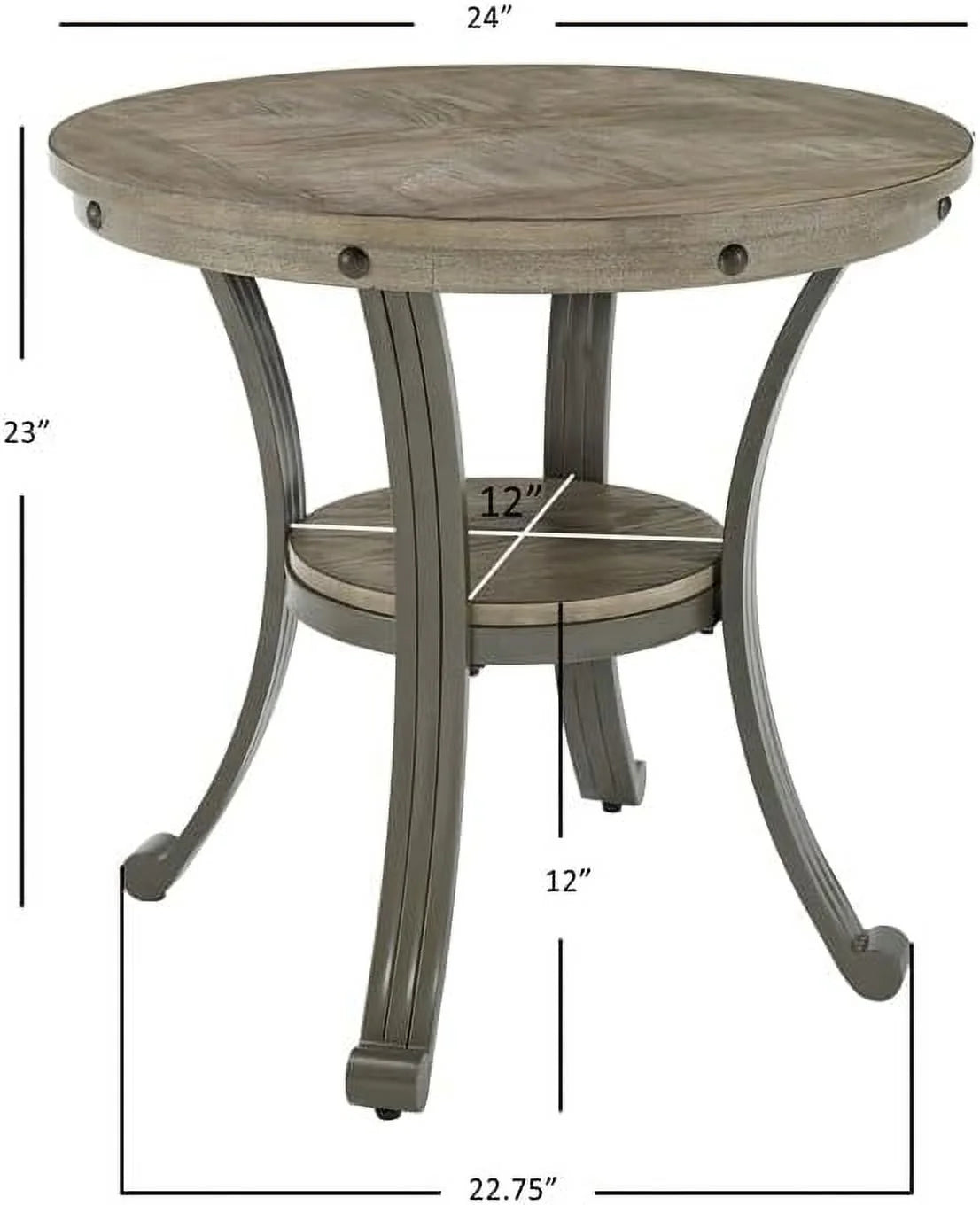 Metal and Wood Round Accent Table A2960