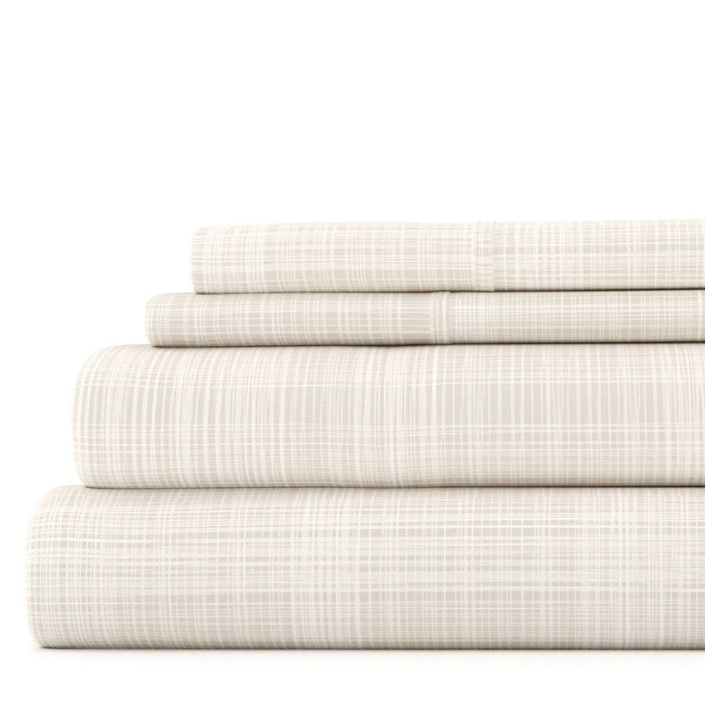 4 Piece Pattern Microfiber Bed Sheets Set California King G541