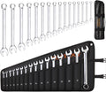 32-Piece Chrome Vanadium Steel Combination Wrench Set with Rolling Pouch W3377