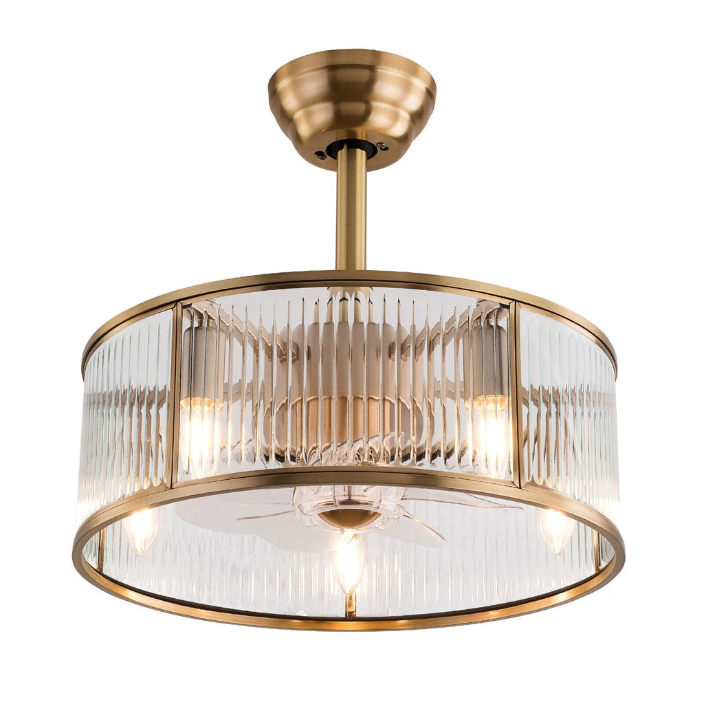 18inch Farmhouse Ceiling Fan Light Gold With Remote Control T558