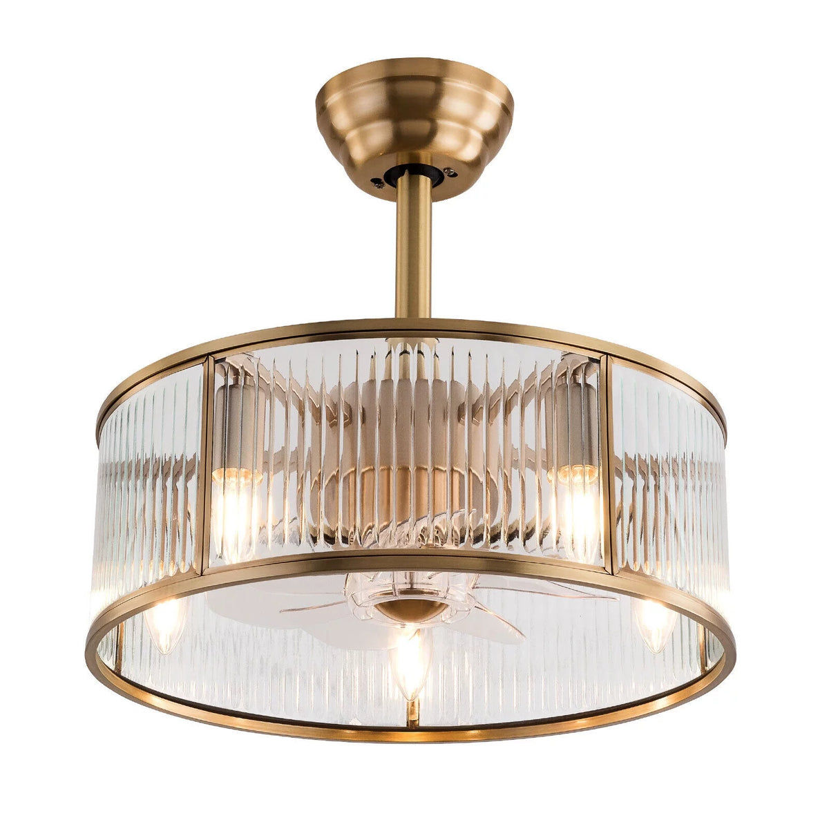 18inch Farmhouse Ceiling Fan Light Gold With Remote Control T558