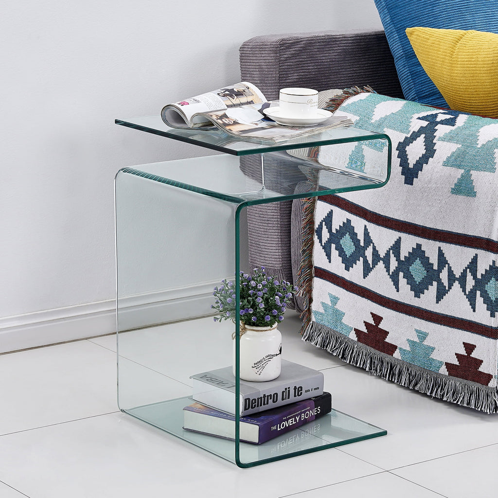 Clear Glass S-Shape End Table U15812