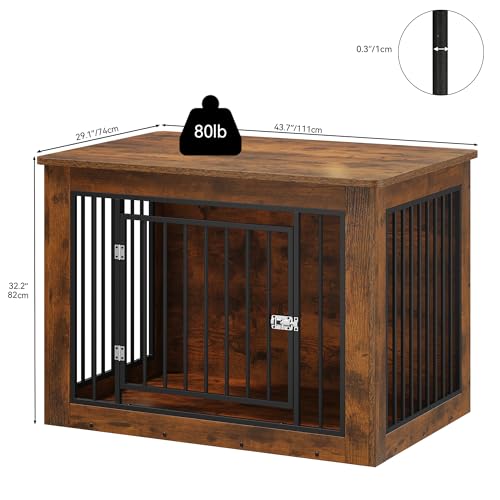 38"L Rustic Brown Dog Crate Furniture D705171