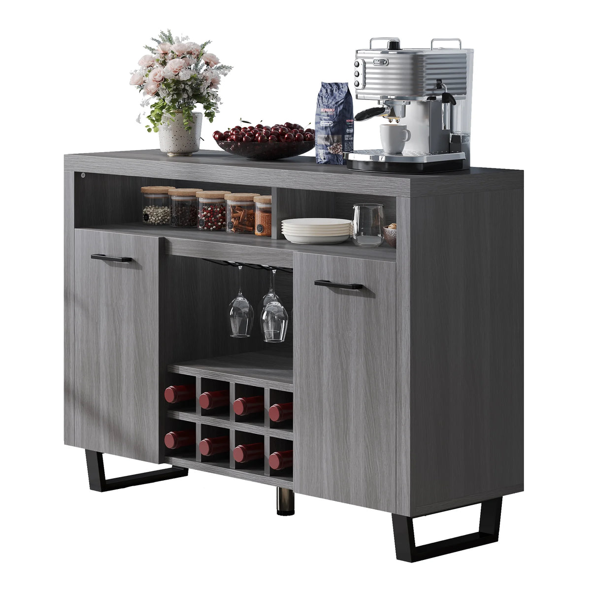 Dark Rustic Oak Sideboard Buffet Cabinet with Storage R226