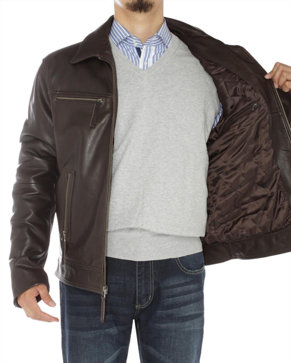 Brown Full Grain Cow Leather Coat L195250
