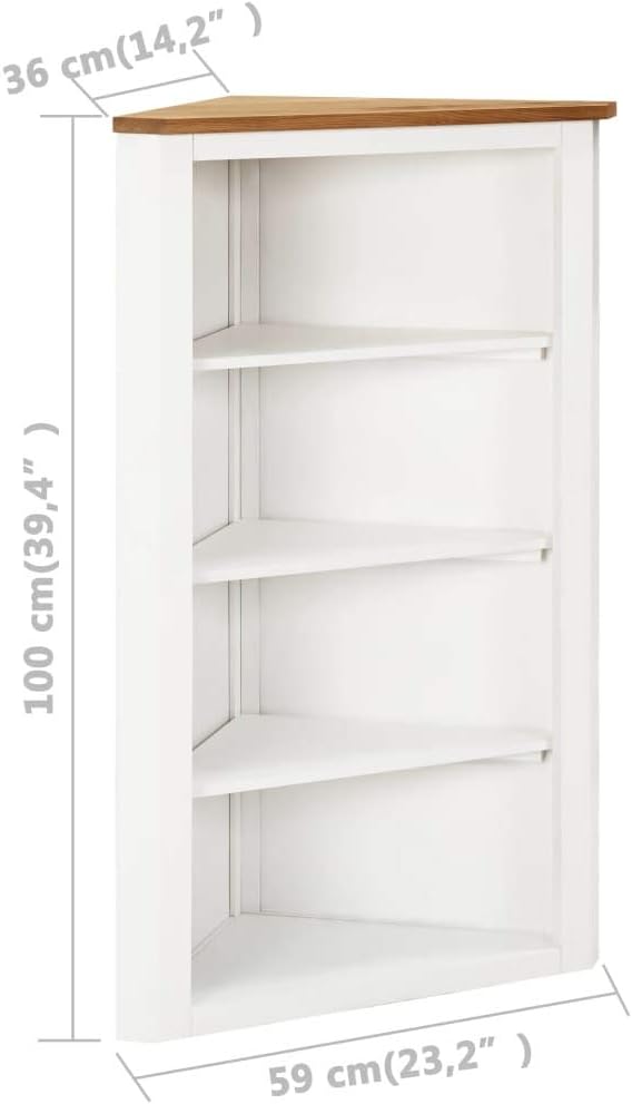 Corner Cabinet with 3 Shelves Solid Oak Wood C805