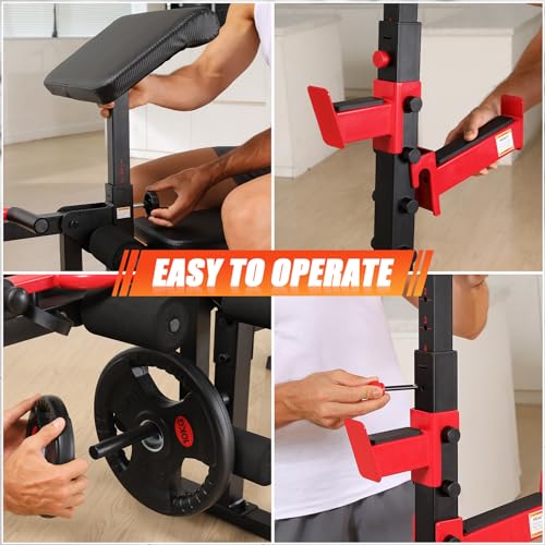 900 LBS Adjustable Weight Bench and Squat Rack with Leg Extension, Preacher Curl Pad Z1662