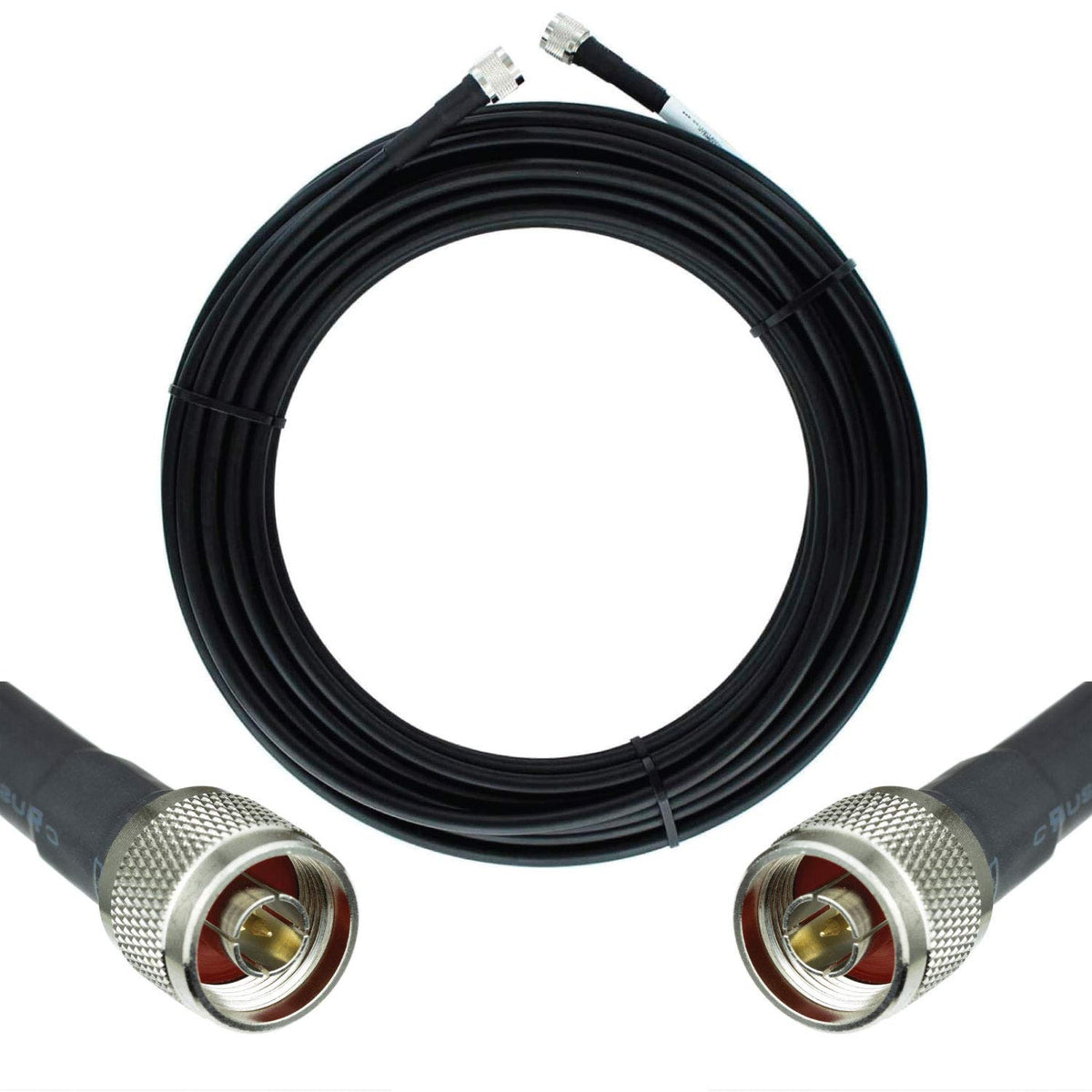 Heavy Duty Ultra Low Loss 50ohm Coaxial Cable 100ft N Male to N Male Black P606386