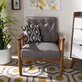 Grey Fabric Upholstered Wooden Lounge Chair U683