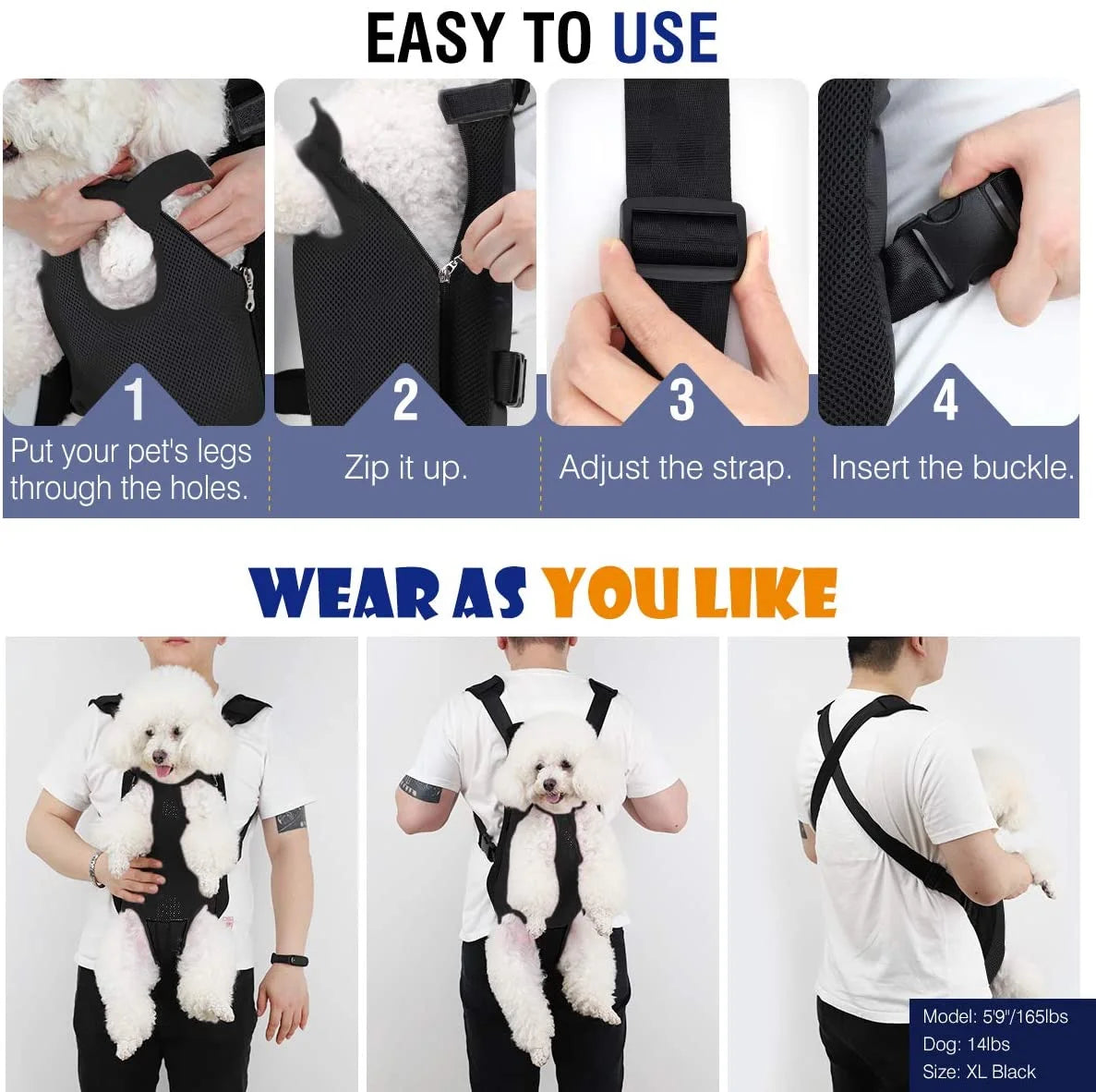 Pet Carrier Backpack Travel Bag for Small Medium Dogs Cats Puppies H750696