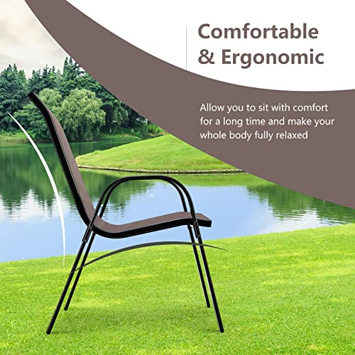Set of 4 Stackable Patio Dining Chairs with Armrests K514