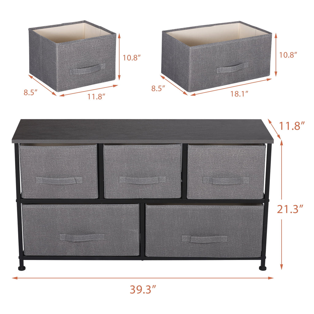 5 Drawers Fabric Dresser Storage Tower C136237