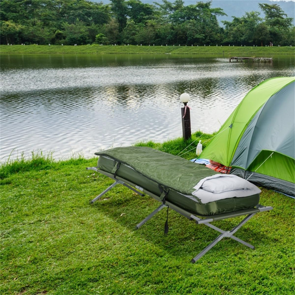 Elevated Folding Camping Cot with Sleeping Bag A3872