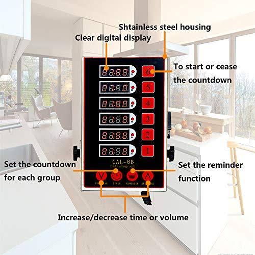 6 Channels Adjustable Loud Alarm Stainless Steel Cooking Timer Z8157