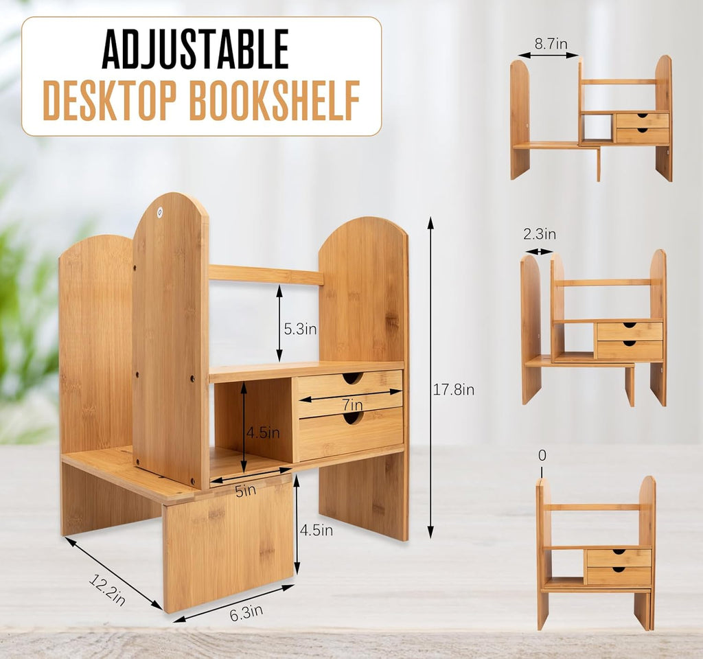 Bamboo Desktop Bookshelf Organizer I40332