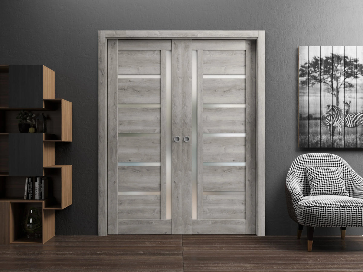 Sliding French Double Pocket Doors 72 x 84 inches Solid Wood Interior Doors X3248