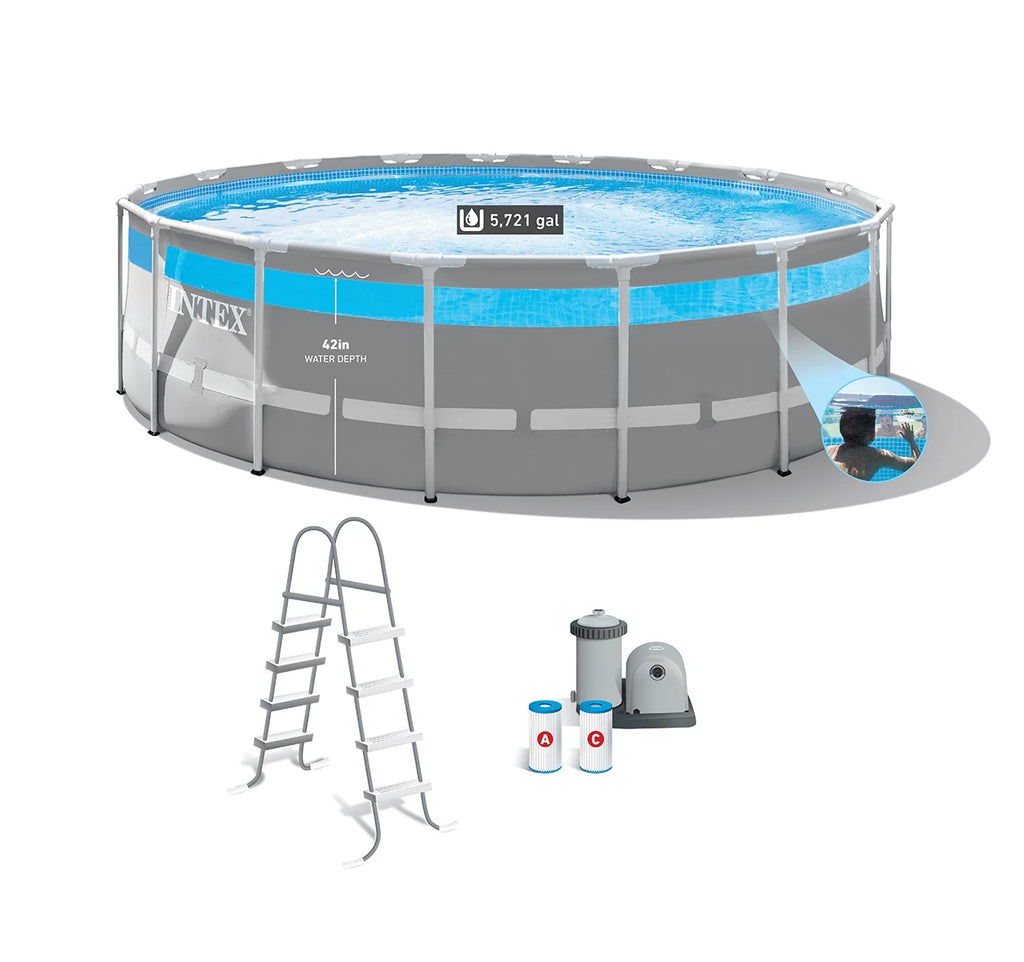 Clearview Prism Frame Above Ground Swimming Pool Set with Pump U8336