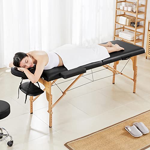 Portable Foldable Adjustable Massage Table 24 inch Black V268257