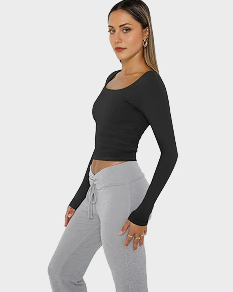 Slim-Fit Square-Neck Crop Top V53605