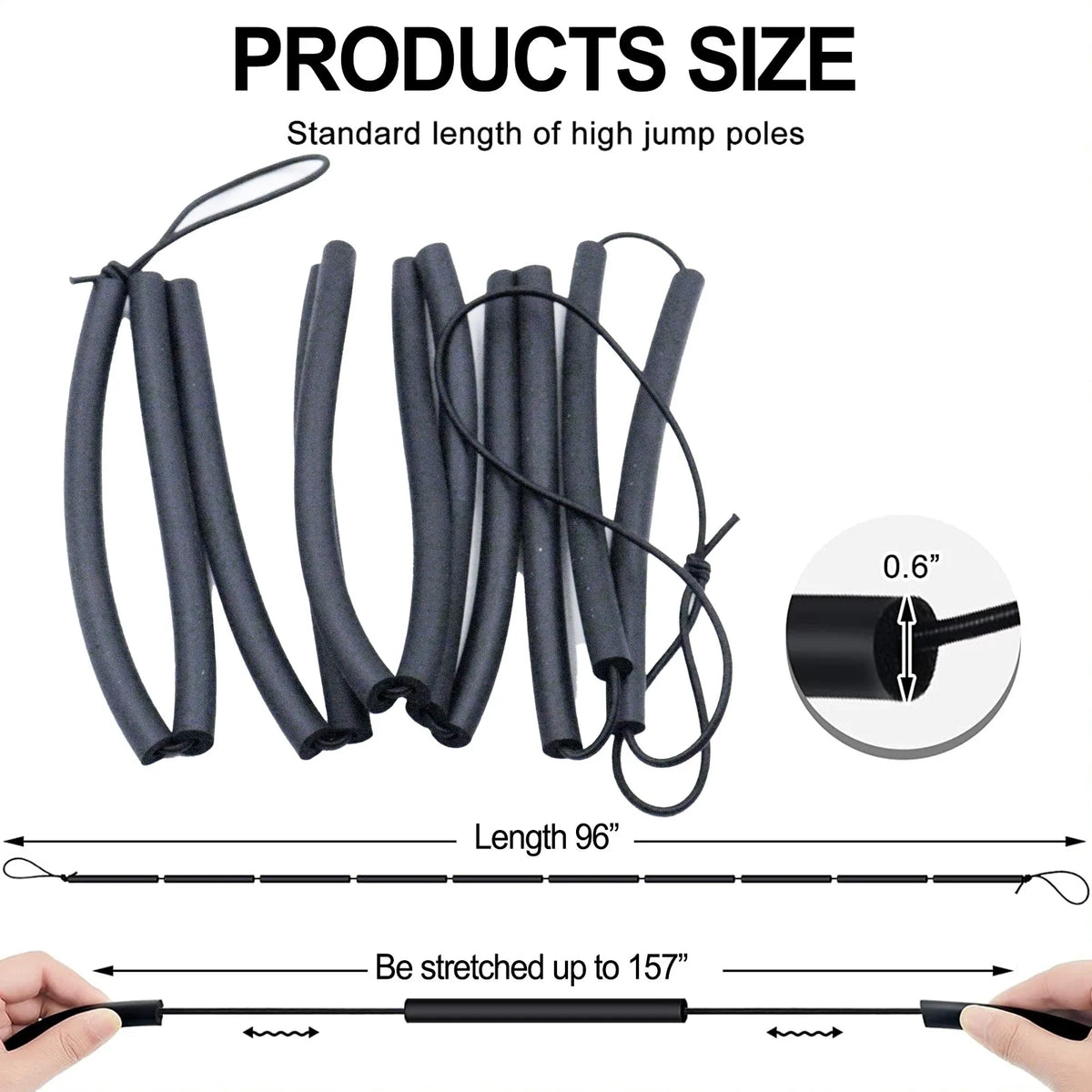 High Jump Bungee Elastic Crossbar Foam Track rope C244