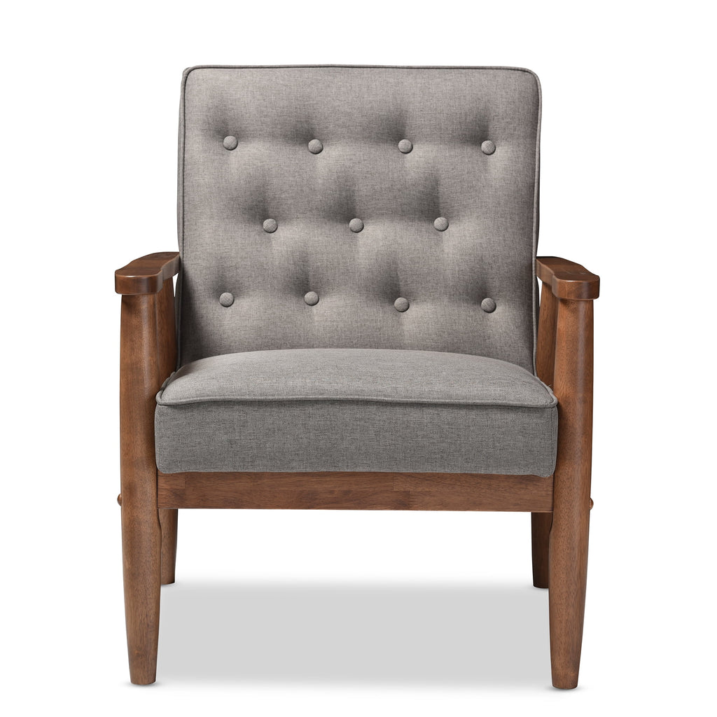 Grey Fabric Upholstered Wooden Lounge Chair U683
