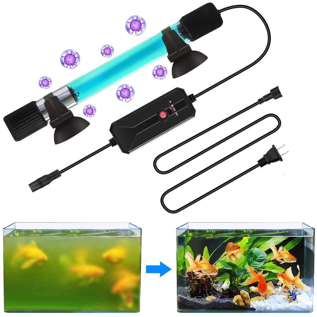 11 W UV Sterilizer Aquarium Submersible Lamp with Timer P6553