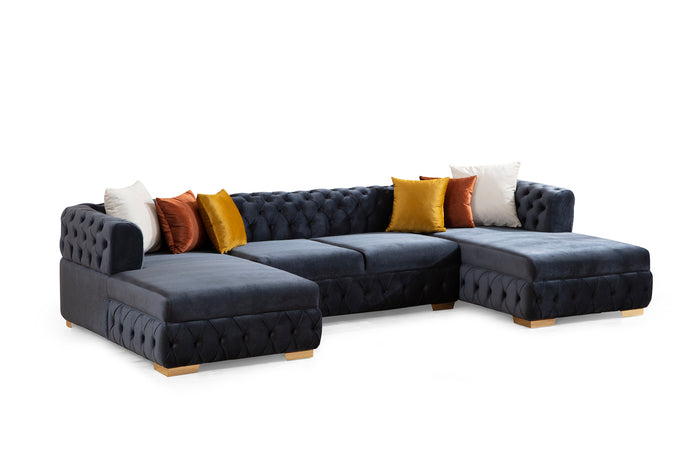 Charcoal Velvet U Shaped Double Chaise Sectional M21785