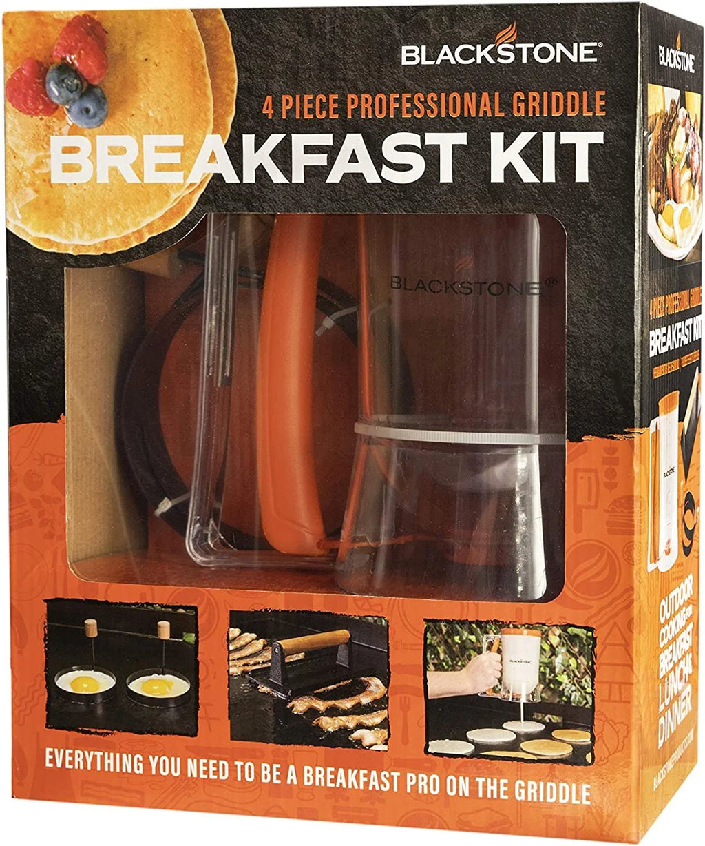 4 Piece Griddle Breakfast Kit with Batter Dispenser, Bacon Press, Egg Rings Z950100