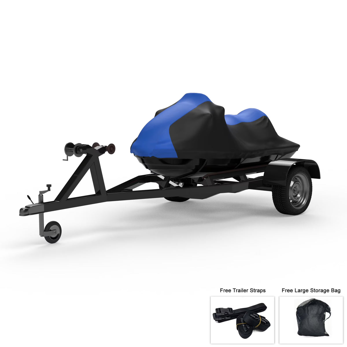Blue / Black All Weather Trailerable Jet Ski Cover with Trailer Straps and Storage Bag H5465