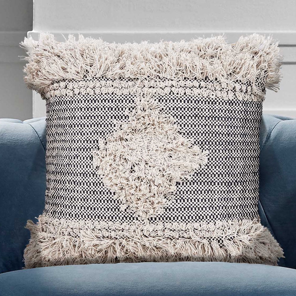 Tan & Black 20" Square Throw Pillow Z292