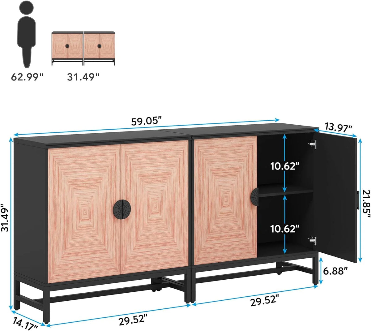 Set of 2 Kitchen Sideboard Buffet Server B609284