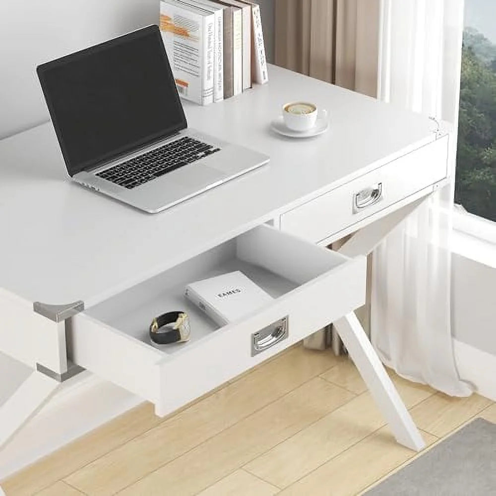 Small White Computer Desk with Drawer G9403