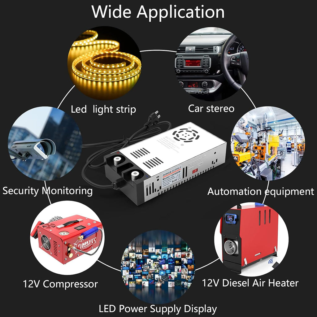 110V AC to 12V DC Converter Power Supply 600W 50A Pack of 2 Q102