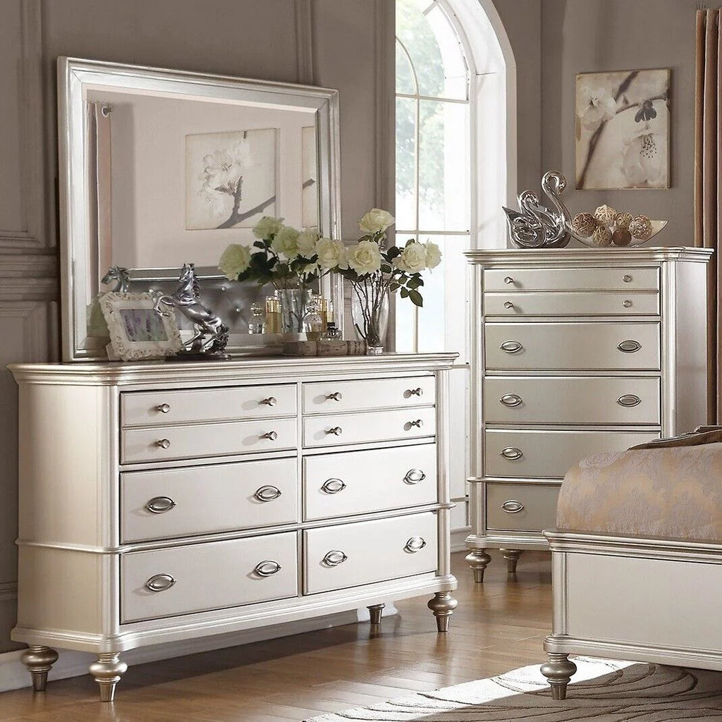 Queen Size 4pc Bedroom Furniture Set Faux Leather Tufted Headboard H92503