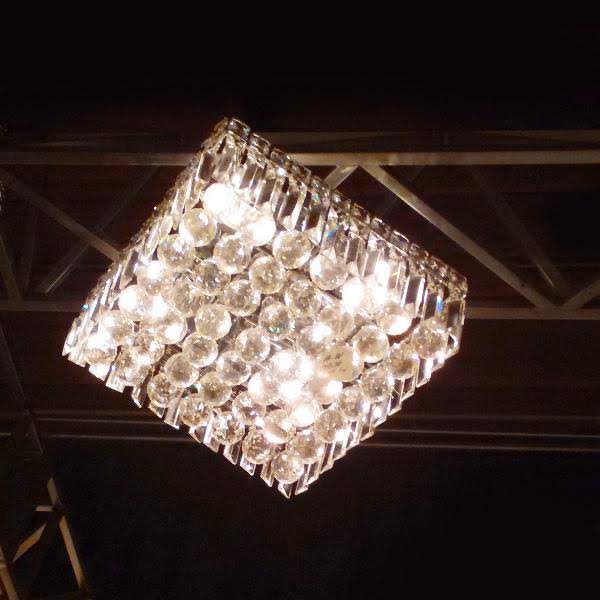 4 Light Chrome and Clear Crystal Flush Mount Ceiling Light T568