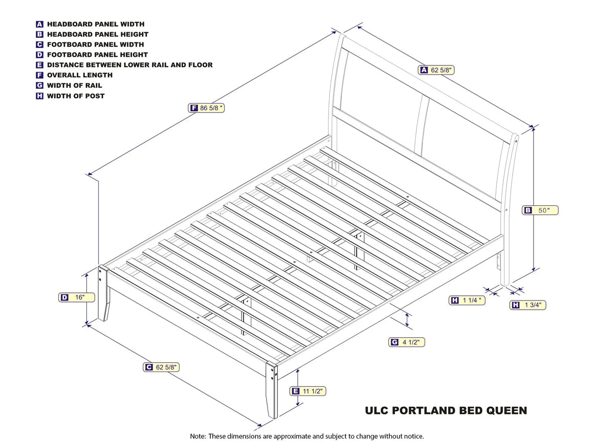 Queen Wood Platform Bed Frame with Sleigh Headboard, White E748244