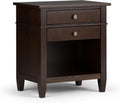 White Solid Wood 2 Drawer Night Stand with Shelf A7315