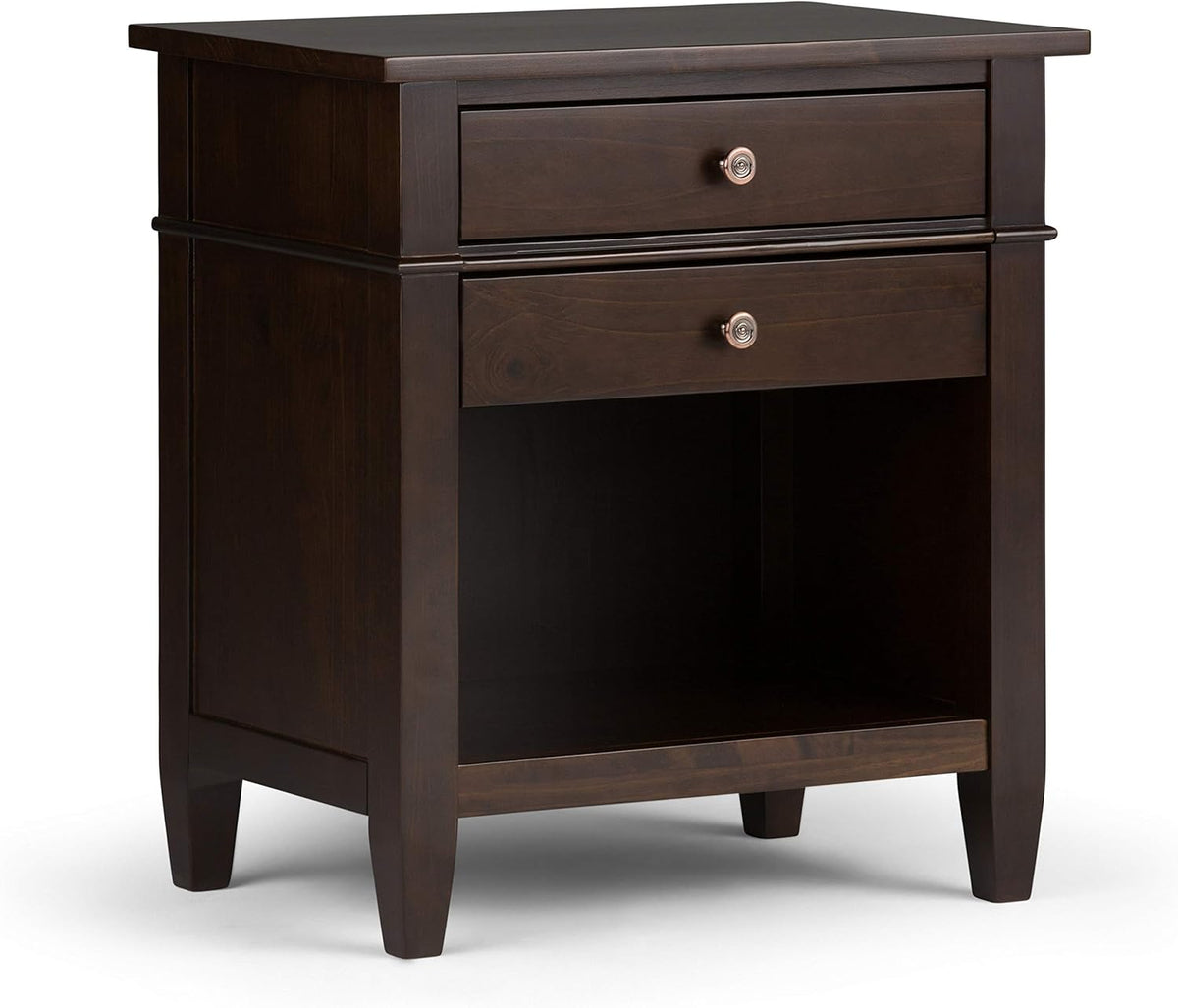 White Solid Wood 2 Drawer Night Stand with Shelf A7315